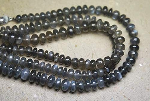 8 Inch Strand, Grey Moonstone Smooth Rondelles,7-8mm Size Code-HIGH-57486