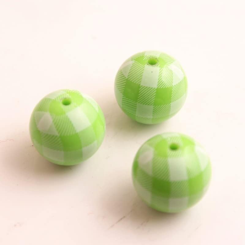 Davitu Kwoi Vita 12mm 20mm Acrylic Colorful Solid Beads Print White Plaid for Chunky Beads Necklace Jewelry - (Color: Red, Item Diameter: 12mm 1000pcs)