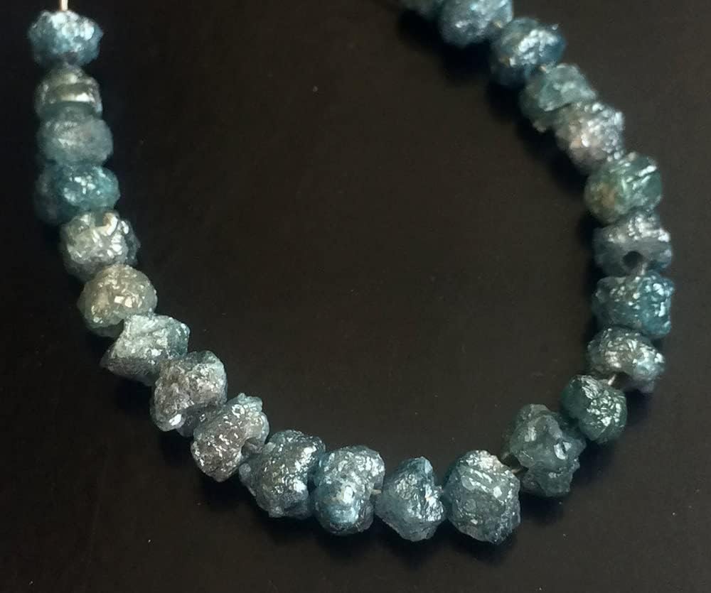 Women's 6-8mm Large Hole Bead, Blue Rough Diamond Beads, 1mm Drilled Blue Diamond Briolettes For Jewelry (1pc To 5Pc Options) - DS4053A