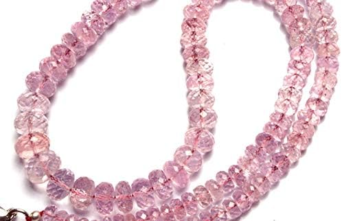 Natural Gemstone Morganite (Pink Beryl) 5 to 10MM Faceted Rondelle Beads 16.5 Inch Full Strand Super Rare AAA Quality Peachy Pink Color