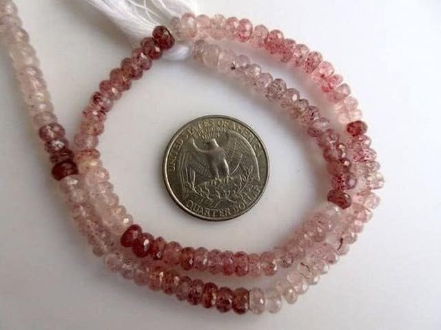 Natural Pink Moss Strawberry Quartz Shaded Faceted Rondelle Beads, 5-5.5mm, 14 inch lot of 10 Strands CHIK-STRD-96430