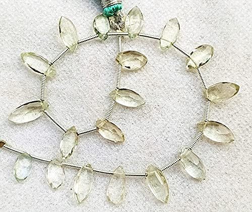 8 inch Strand of Natural Green Amethyst 10-11 mm Marquise Faceted briolette Beads for DIY Jewelry Making. |BRIO_03667