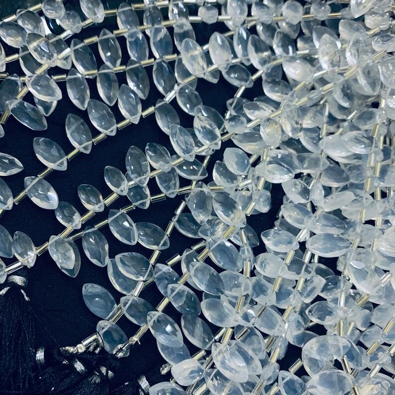 Natural Ice Quartz Boat Smooth Beads 12X6 14X7 mm 7 inch Long String Jewelry Making Gemstone Beads for Necklace Bracelet