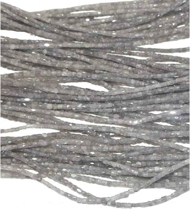 Gray Diamond Faceted Barrel 4 Inch Bead Strand & 2.5 Carats Natural Precious Gemstone Perfect for Jewelry Making Necklace, Earrings Rings CHIK-STNRD-24458
