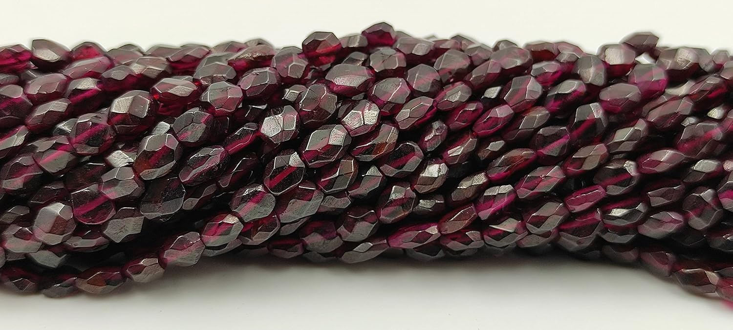 Hanumat Gems Lot of 10 Strands Natural Garnet Faceted Oval Shape Gemstone Beads,Garnet Faceted Beads,Garnet Oval Beads,5X7-6X9 MM Oval Beads,13 Inches Oval Beads Strand.