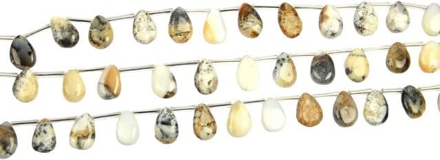 Dendrite Opal Smooth Pear 8 inch Bead Strand 13X10-16X10 MM & 280 Carats Natural Semi Precious Gemstone Birthstone Jewelry Making Necklace CHIK-STNRD-25469