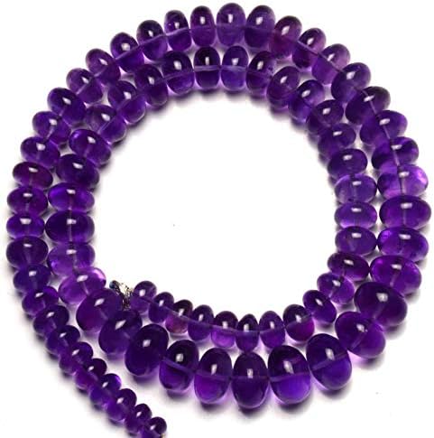 Natural Gemstone African Amethyst 7 to 12MM Smooth Rondelle Beads 18 Inch Full Strand Fine Quality Dark Purple Color Finished Necklace