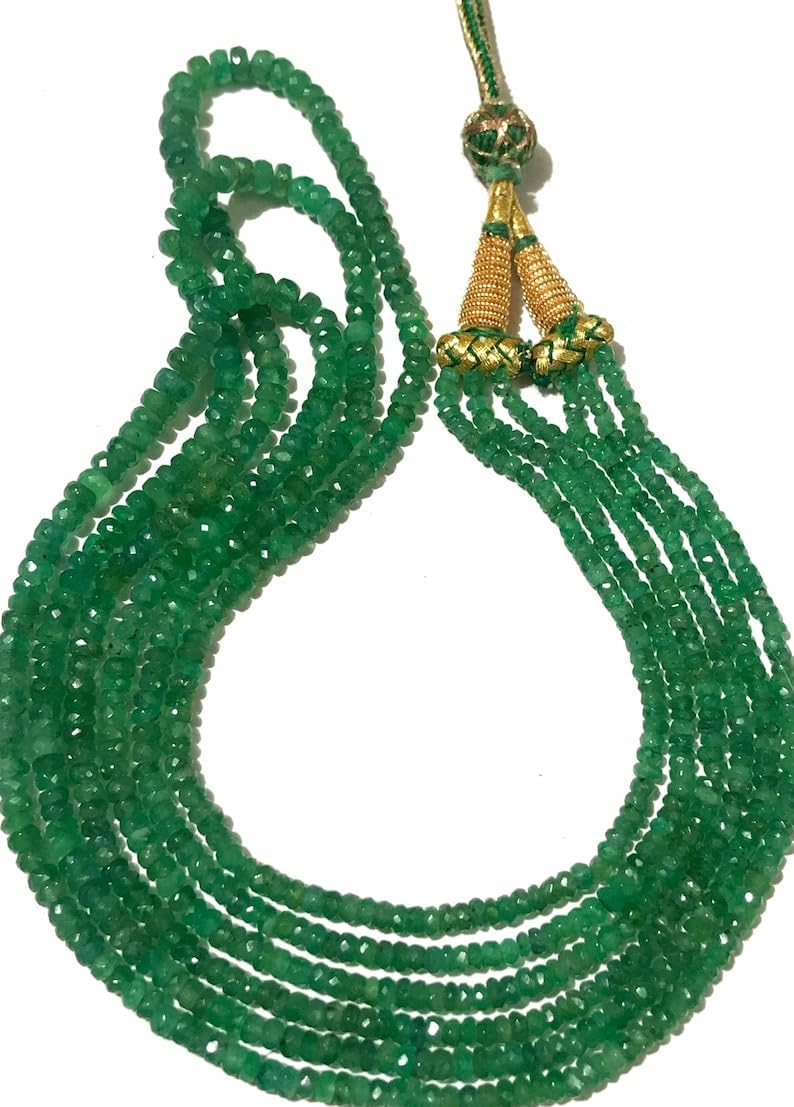 Natural Emerald Necklace RONDELLE Faceted Beads 3X5MM 18 inch Long String Jewelry Making Gemstone Beads for Necklace Bracelet