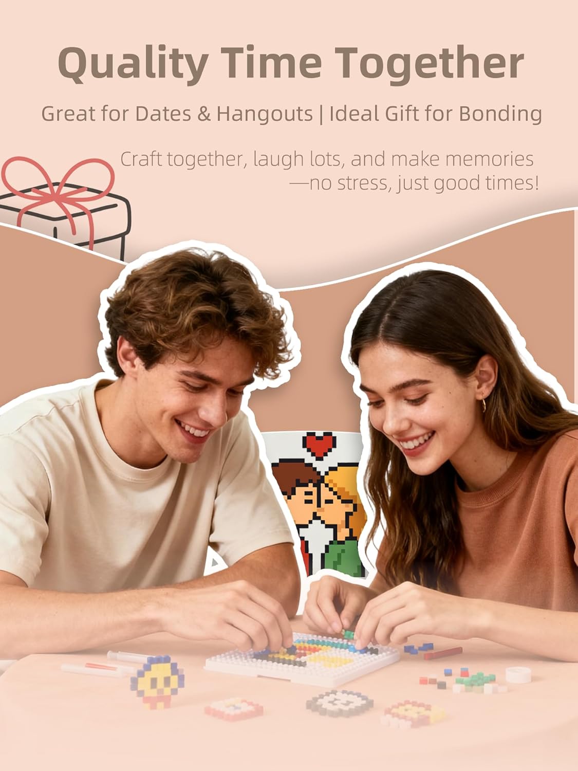 Psykade Fuse Beads Kit-Easy DIY-96 Colors 53000 2.6mm, 200+ Patterns, Built-in Iron | DIY Crafts Supplies for Women, Art Decorations for Room, Ideal Gift,Pixel Art，All-in-One