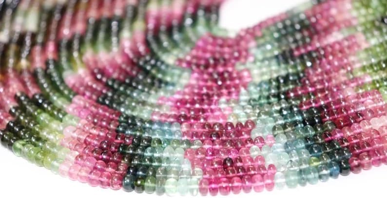 AAA+ Quality Multi Tourmaline Smooth Rondelle Beads 6mm Multi Tourmaline Smooth Rondelle Beads Plain Tourmaline Beads for Making Jwelery