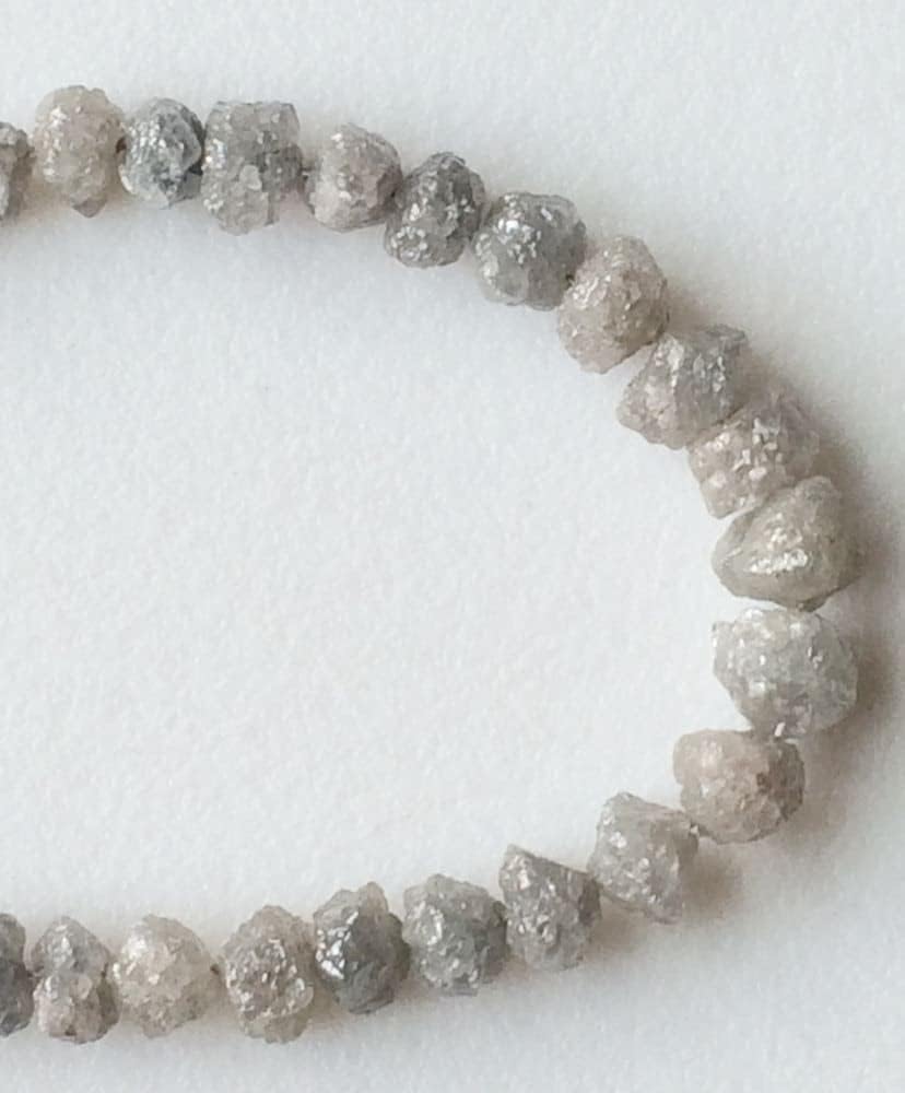 Women's 4-5mm Perfect Natural Roundish Blue Raw Diamond Beads, Large Rough Diamond Rondelle Beads, Diamond Beads (7Pcs To 28Pcs Options) - DDP143