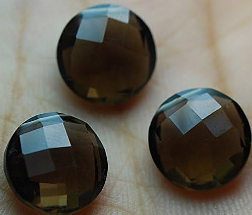 5 Matched Pair,AAA,Super Finest SMOKY QUARTZ Faceted Coins Shape Briolettes,14mm size