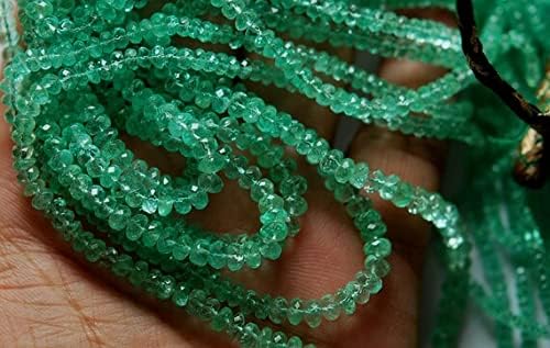 BEADS GEMSTONE 10 x 14 Inches, AAA Quality, Colombian Emerald Faceted Rondelles, Size 2.80-3.20mm LIMITED Quantity for Low Rate Code-HIGH-4024