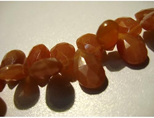 13 inch natural beads strand of 10x6mm faceted pear orange moonstone gemstone beads for DIY jewelry - necklace, bracelet, earring, ring.