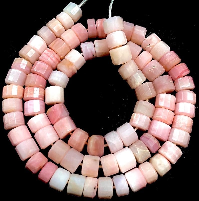 Natural Pink Opal rondelle Faceted Beads 6x7mm 16 inch Long String Jewelry Making Gemstone Beads for Necklace Bracelet