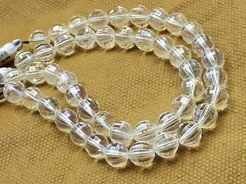 13 inch Strand of Natural gem Mystic Crystal Quartz, 8-8.5mm Round Faceted Beads for DIY Jewelry Making. | Beads_05751