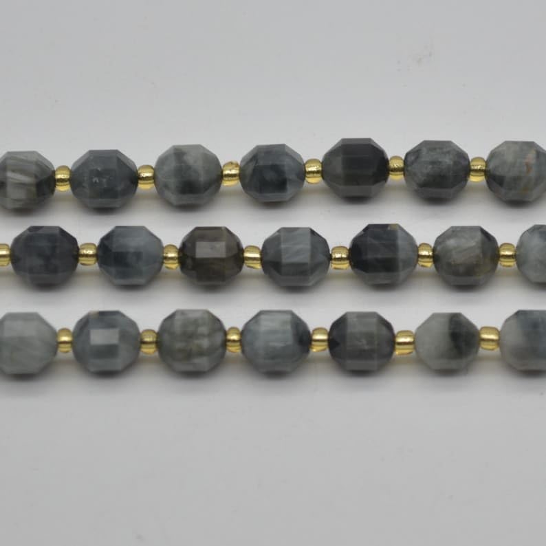 13 inch Strand of Natural gem Hawk, 7x8mm rondelle Faceted Beads for DIY Jewelry Making. | Beads_04590, Black-White