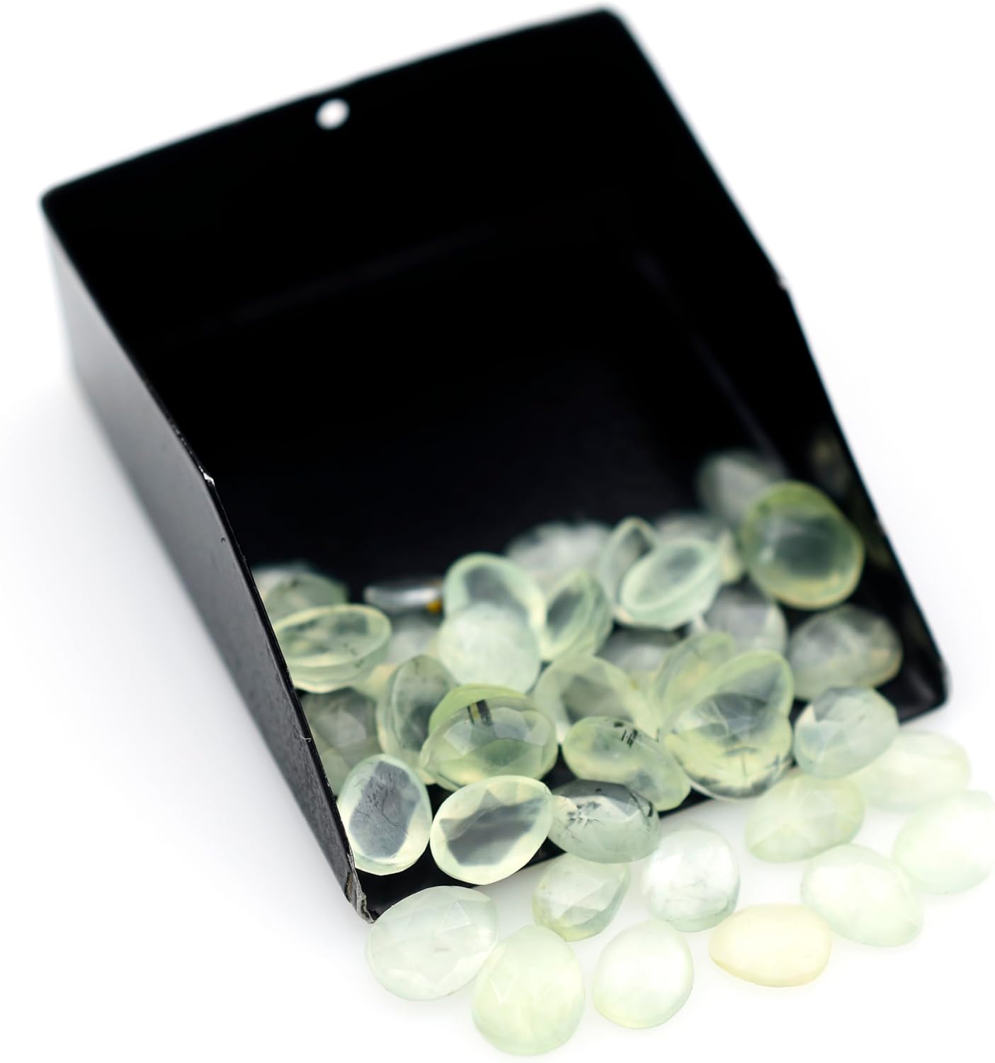 Prehnite Loose Stone Beads Cabochon Brilliant Rose Cut Oval Shape 5X6 to 6X8 mm Flat Back Gemstone Drill Bead Making Jewelry Supply (Undrill, 50)