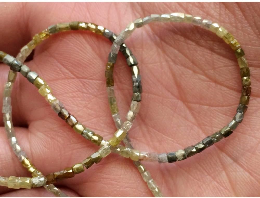 1.5mm-2.5mm Multi Sparkling Diamonds Pipes, Diamond Faceted Pipes, Conflict Free Multi Diamond Beads For Jewelry (4IN To 16IN Options), 1.5 MM - 2.5 MM