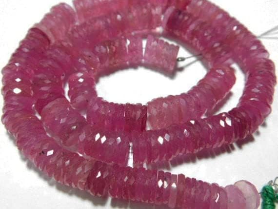 BEADS GEMSTONE 388 carat-AAA SUPERB Ruby Micro Cut LARGE Micro Cut wheel Rondelles- 16 Inch Long Strand -Stones measure- 8-8.50mm Code-HIGH-7594