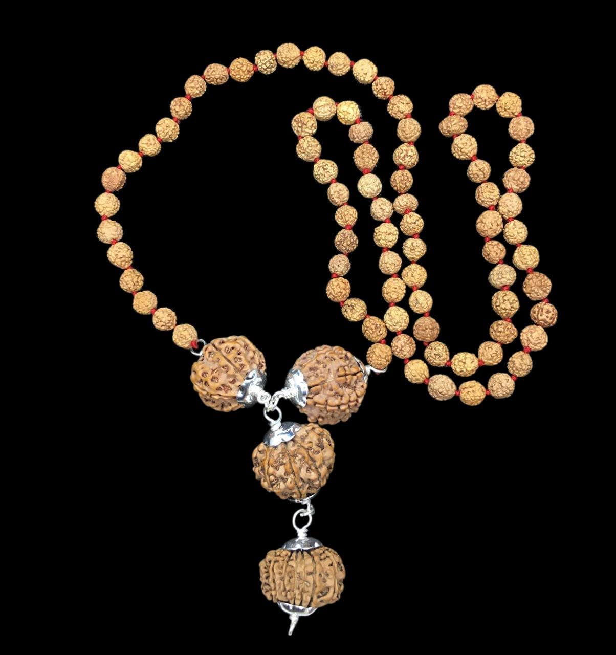 Rudraksha Combination for Business Power (Marketing & Trading) 7,7,8,13 Mukhi Nepal in Rudraksha Mala IGL Lab Certified Original (Small)