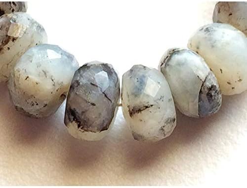 Dendrite Rondelle/Faceted Rondelle Beads/White & Black Gemstone Beads/ 8.25-8.5mm Faceted Beads/ 8 Inch Full Strand