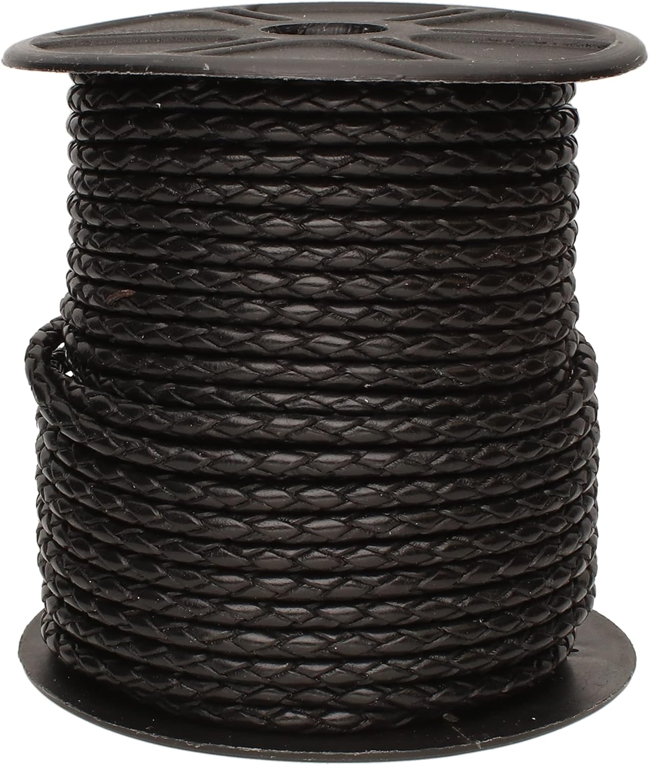 The Beadsmith Braided Bolo Cord – Black Color – 3mm Spool – 25 Yards/22.86 Meters – Machine Braided Indian Leather – Ideal for Watch Bands, Bolo Ties, Necklaces, Hair Accessories & DIY Jewelry Making