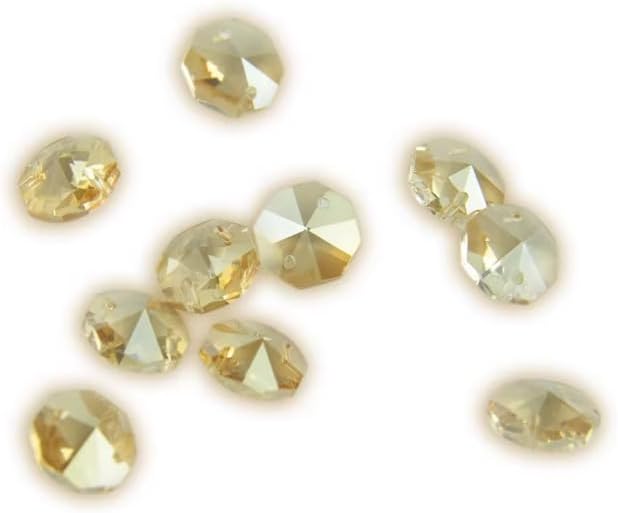 100/500/1000PCS Champagne 14mm Octagon Beads with 1 Hole/2 Holes Lamp Parts Beads Strand Component for Home Wedding & DIY