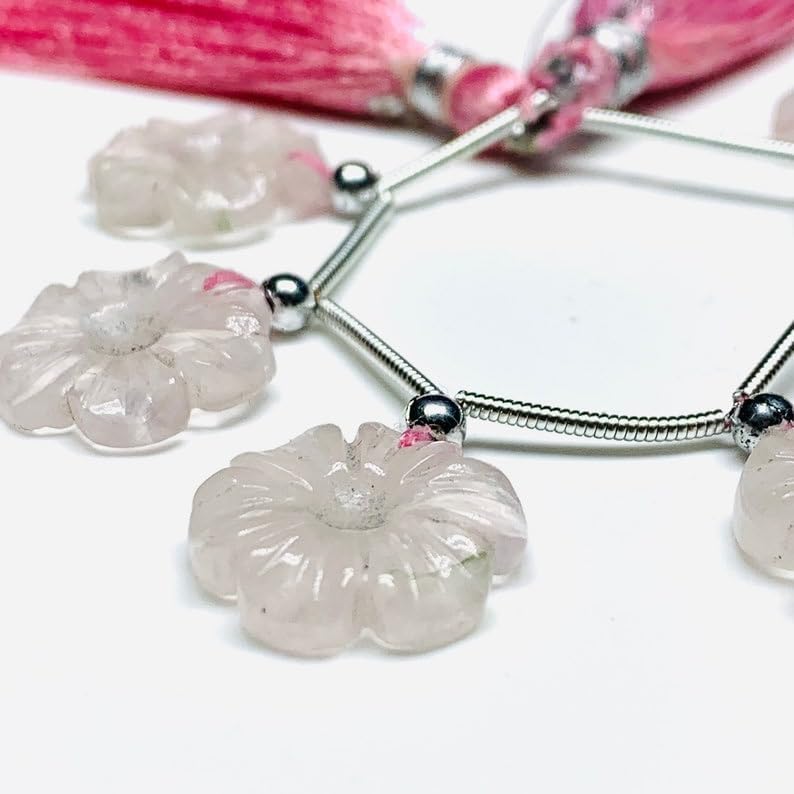 Natural Rose Quartz Fancy Smooth Beads 15 mm 4 inch Long String Jewelry Making Gemstone Beads for Necklace Bracelet