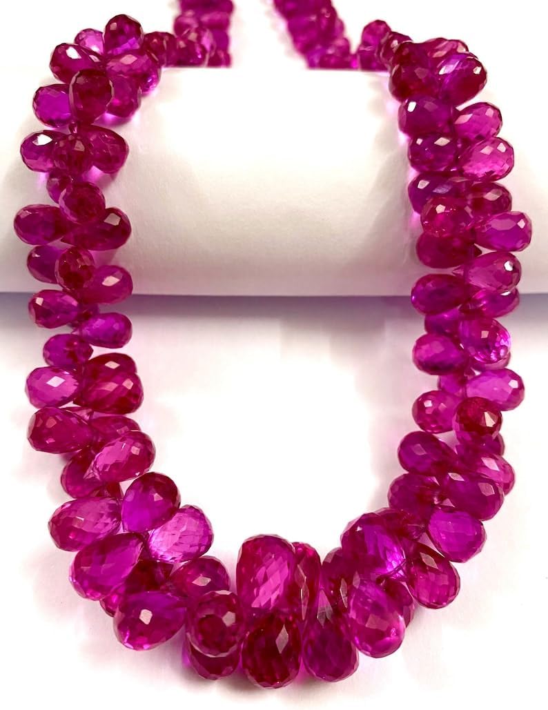 Natural Pink Spinel Teardrop Faceted Beads 5x8-8x9mm 18 inch Long String Jewelry Making Gemstone Beads for Necklace Bracelet