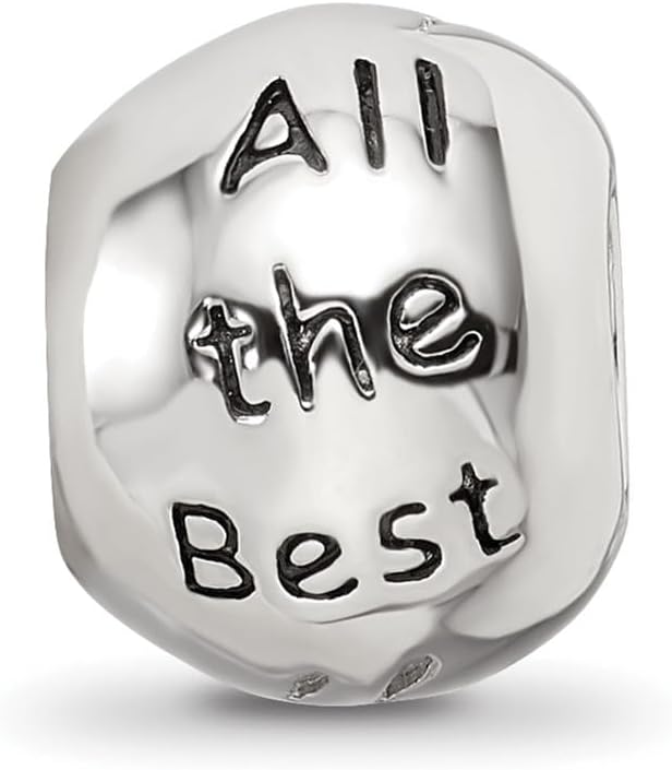 Sonia Jewels Solid 925 Sterling Silver Heart Reflections Enamel & Crystal All The Best Bead (10mm x 10.9mm)
