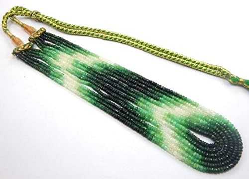 Shaded Emerald Necklace 18 inch Long,Beads Size 3-4 mm Rondelle Faceted Green Beads 6 Strands Necklace