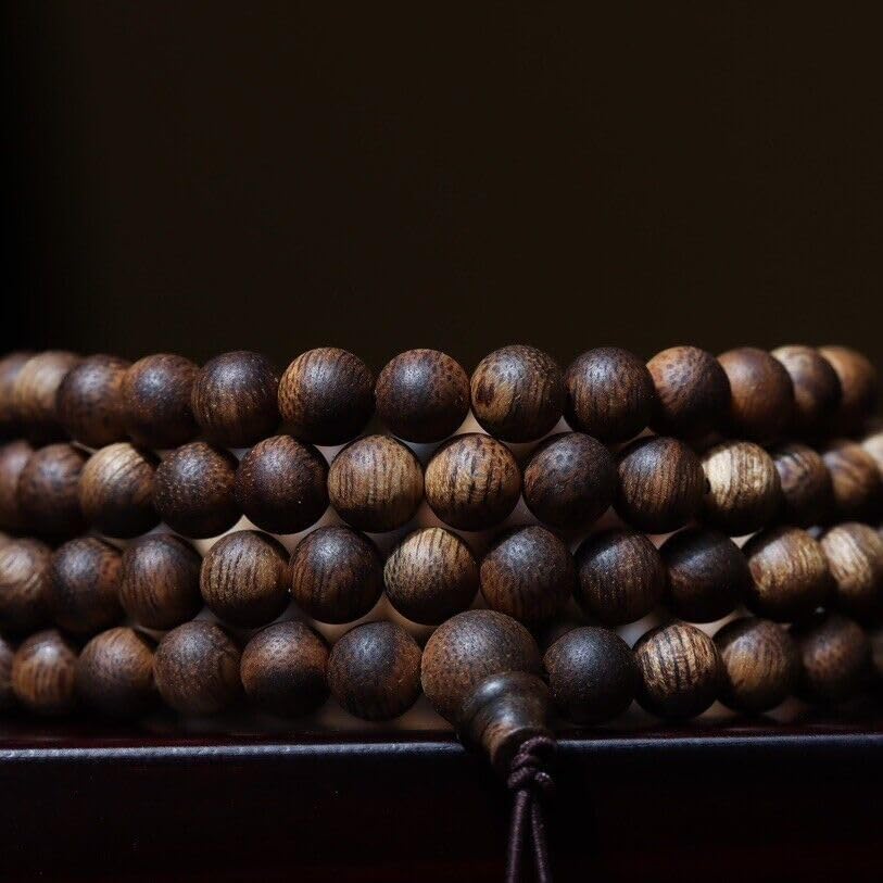 Agarwood 7mm*108pcs Hainan White Chess Agarwood Rosary Beads Sinking Buddha Bead Strings