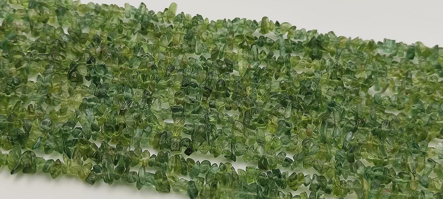 Hanumat Gems Lot of 10 Strands 34 Inches Strand,Natural Green Apatite Gemstone Uncut Chips Raw Beads,Smooth Raw Uncut Bead,Nuggets Beads,AAA Quality Uncut Chips Strand