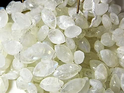 Rainbow Moonstone Briolette Beads/Faceted Marquise Beads/Huge 8x14mm Each/ 7.5 Inch Strand