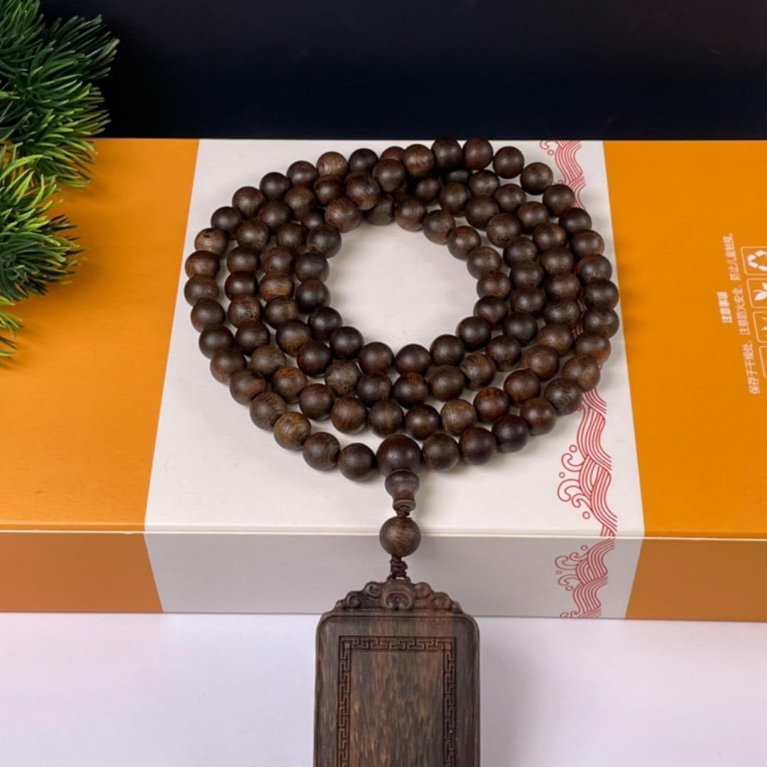 Vietnamese Nha Trang White Agarwood, Sinking Grade 8mm, Paired with Auspicious Clouds Amulet, Aged Material with Sweet Floral and Honey Aroma