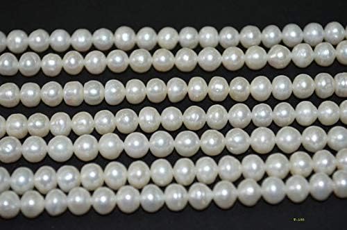 13 inch natural beads strand of 7mm smooth rondelle fresh water pearl gemstone beads for DIY jewelry - necklace, bracelet, earring, ring.