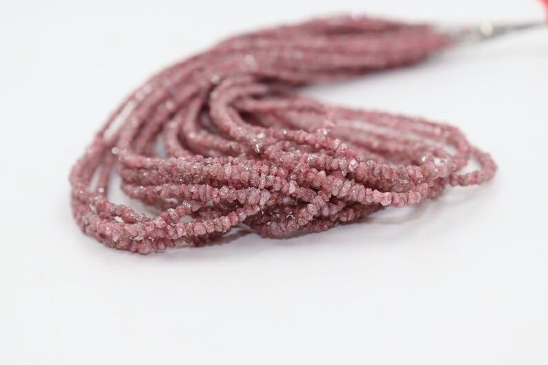 AAA+ Natural Pink Diamond Uncut Beads 3-3.5mm Pink Diamond Conflict Free Beads Strand for Jewelry Making