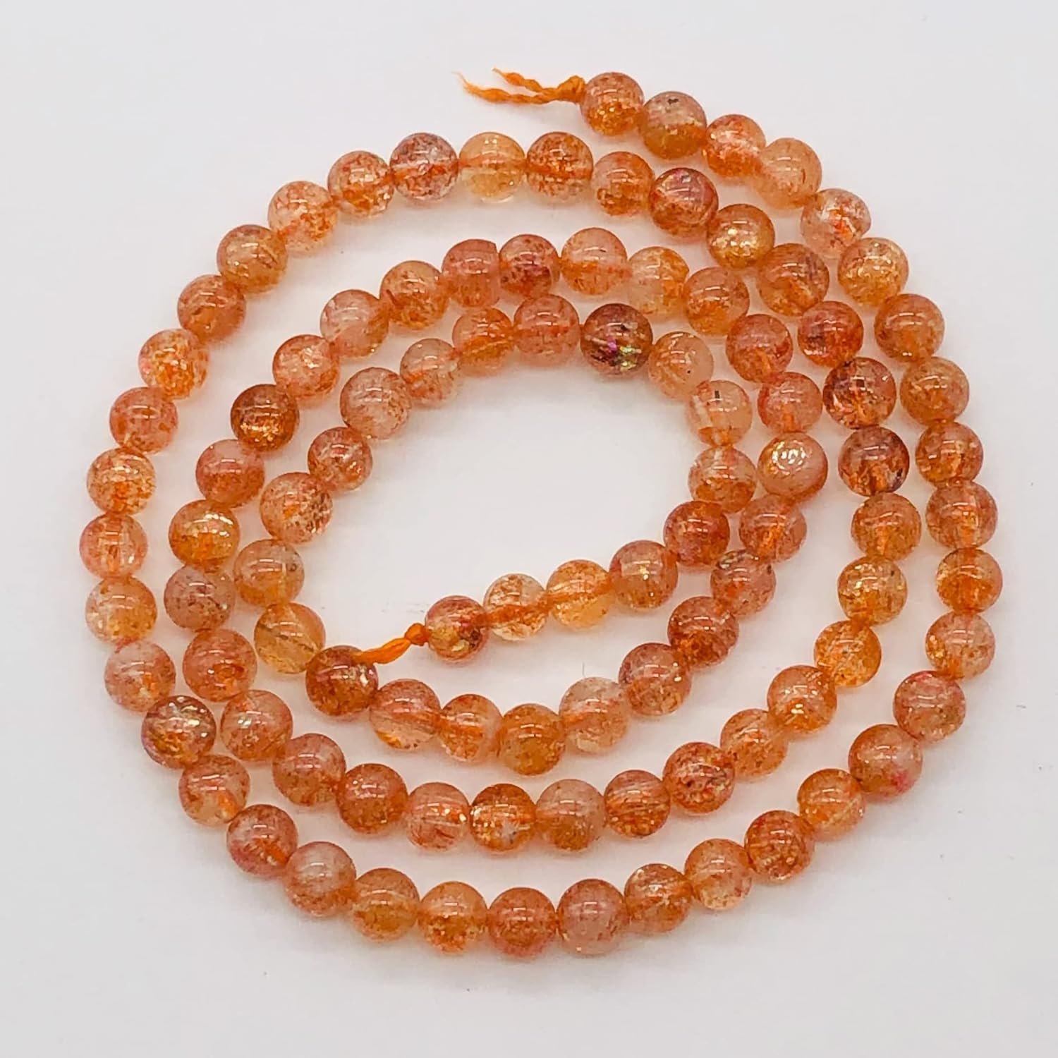 Sunstone Strand Round Beads | 4 mm | Orange | 98 Beads |