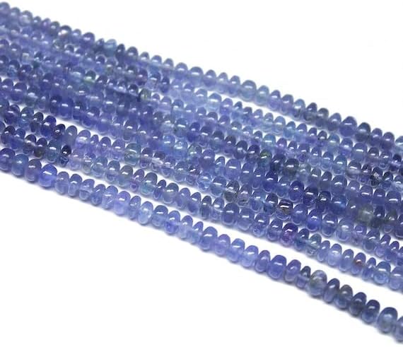 Beads Gemstone Natural Tanzanite Smooth Rondelle Micro Gemstone Craft Loose Spacer Beads Strand 16 Inch Long 4mm 4.5mm Code-HIGH-25836