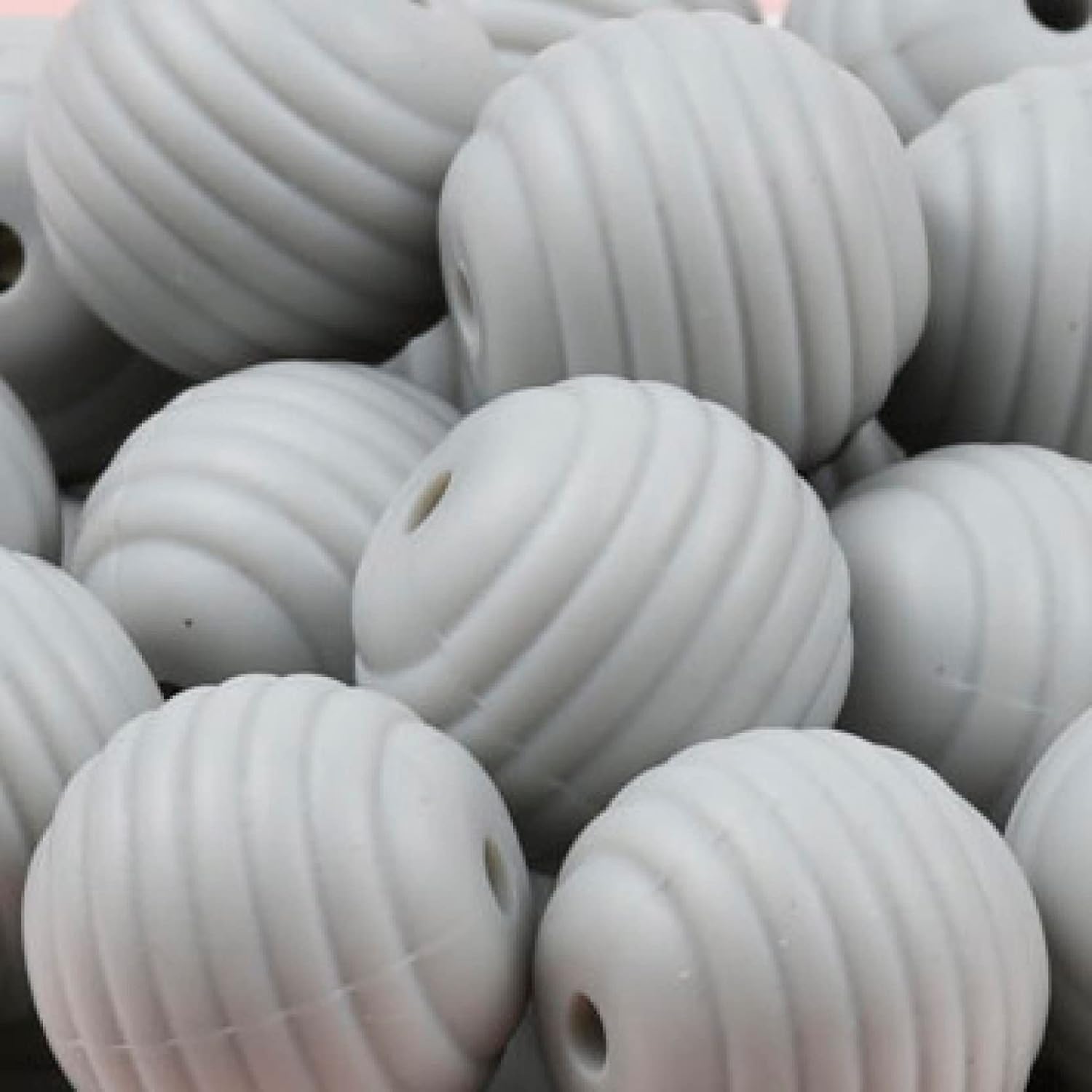 Silicone Beads Bulk Shapes 15mm for Keychain Making Round Rubber Beads Colorful Silicone Loose Pearl Beads for DIY Necklace Bracelet Honeycomb Jewelry Making Crafts 30 Pieces (Black)