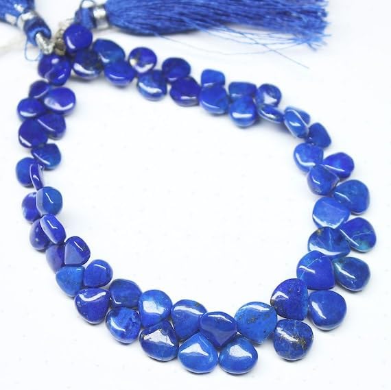 Beads Gemstone Royal Blue Lapis Lazuli Smooth Briolette Heart Drop Gemstone Loose Craft Beads Strand 8 Inch Long 6mm 7mm Code-HIGH-28262