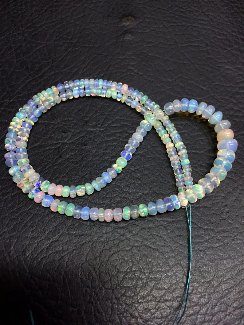 13 inch Strand of Natural gem Ethiopian Opal, 3-4mm rondelle Smooth Beads for DIY Jewelry Making. | Beads_03852