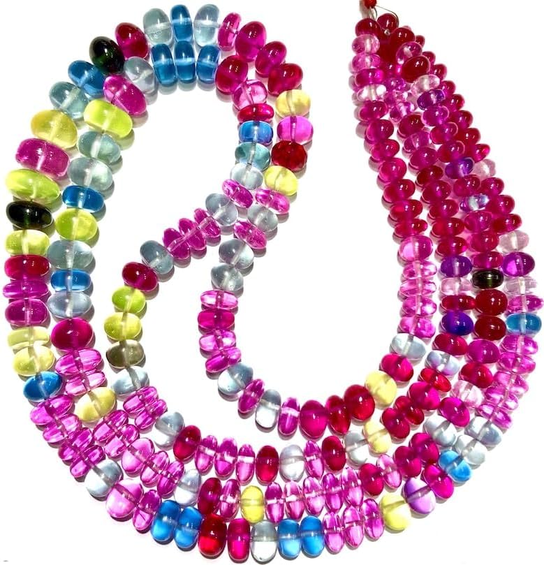 Natural Multi Sapphire roundelle Smooth Beads 6mm to 9mm 19 inch Long String Jewelry Making Gemstone Beads for Necklace Bracelet