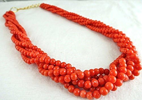 ITALIAN CORAL Round Beads NECKLACE 21 INCHES 4.5MM TO 4MM