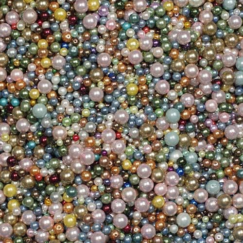 Round Glass Dyeing Color Beads - 3mm 4mm 5mm 6mm 8mm 10mm 12mm 14mm 16mm - Black, White, Gray, Brown Tones, Imitation Pearls for Jewelry Making - (Color: Multi/Size: 16mm 50 Pcs)