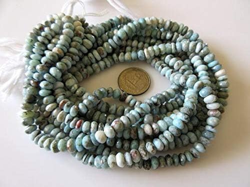 Natural Larimar Rondelle Beads, 7mm Larimar Rondelles, Larimar Jewelry, Larimar Stone, 13 Inch Strand Code-HIGH-49606