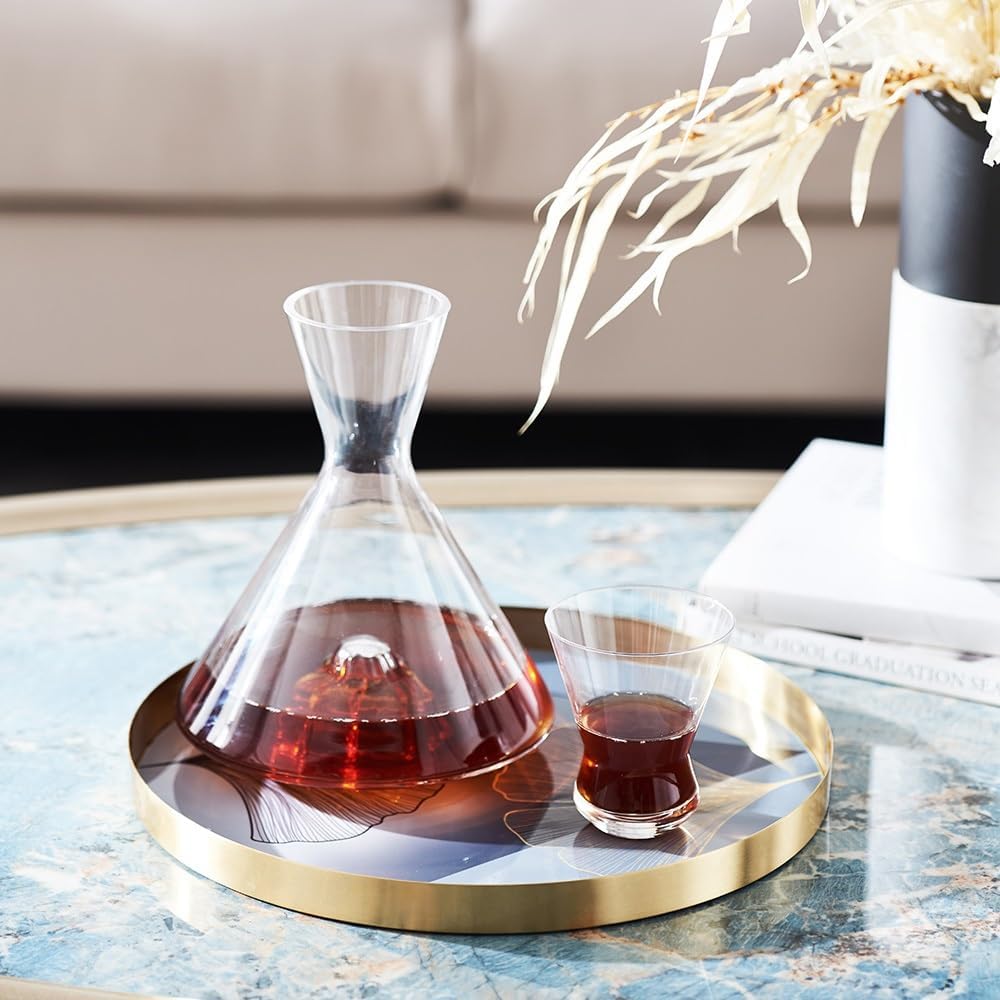 Tray Decor Tray Storage Round Tray Metal Jewelry Tray Copper Tray Ornaments Storage Tray Gold Storage Tray Food Tray(B)