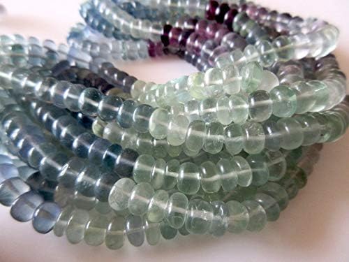 5 Strands Wholesale Rainbow Fluorite Rondelle Beads, Blue Fluorite, Green Fluorite, Purple Fluorite, 7-8mm Beads, 18 Inch Strand