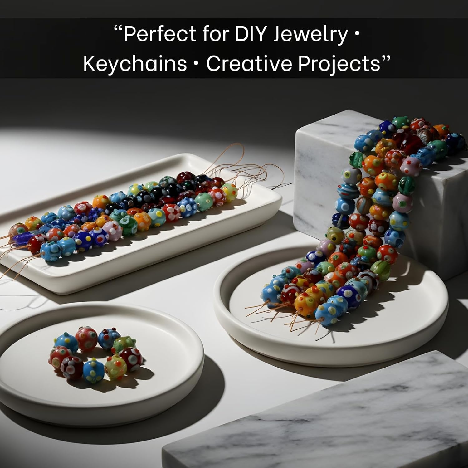 Handcrafted Multicolor Lampwork Glass Beads | Mixed Style Beads with Dotted Artistic Designs | Available in 25 Strands | Assorted Beads for Jewelry Making & DIY Crafts.